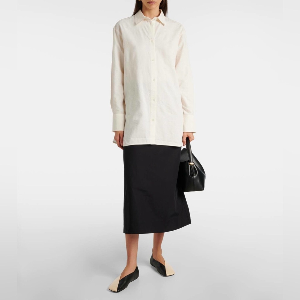 NWT $560 Toteme Floral Embroidered Cotton Blend Jacquard Shirt Size 36
